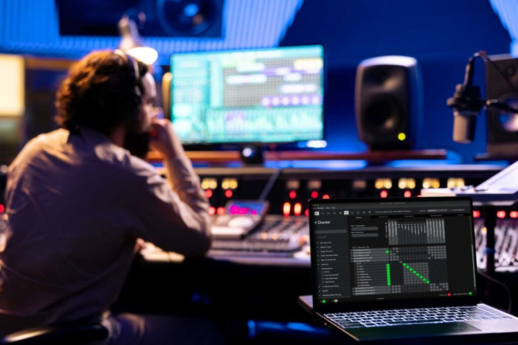 Pro recording studio combining mixing console with DAW for the modern hybrid workflow