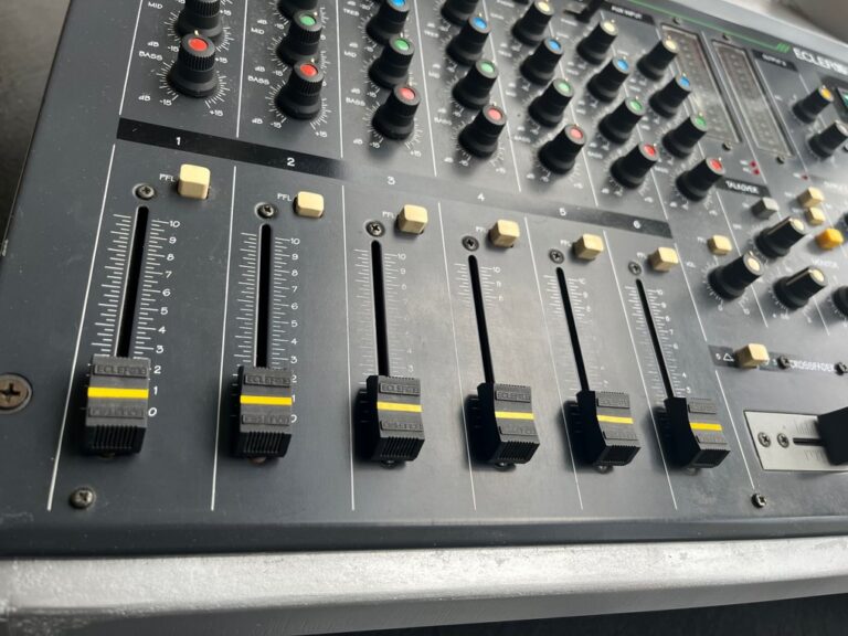 Large-format analog mixing console representative of the analog approach to professional mixing