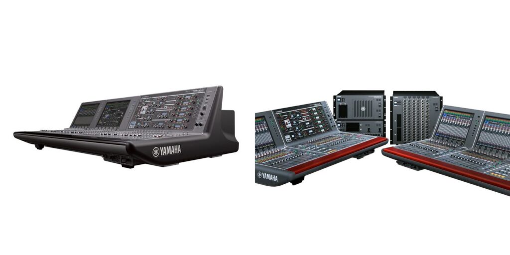 Consoles Yamaha RIVAGE PM7 et PM10 côte à côte